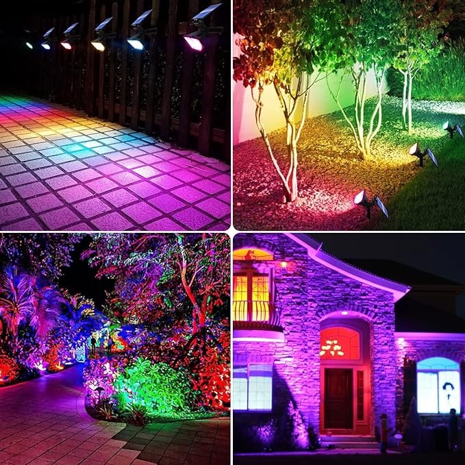 Biling Solar Spot Lights Outdoor with 12 Colors
