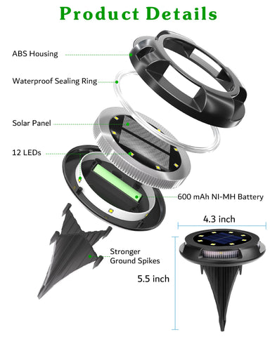 Biling Solar Pathway Lights - 8 Pack Multi Color Outdoor Uplight Sidelight Ground Lights for Yard Walkway Garden Halloween Decorations