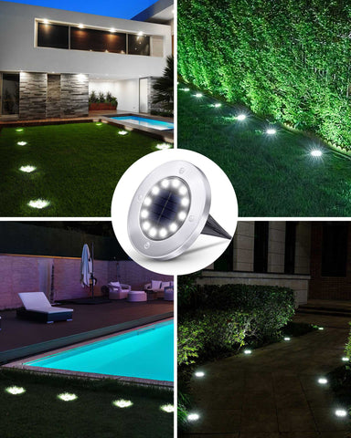 Biling Solar Outdoor Lights 8 Pack White